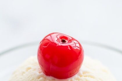 Vanilla Ice Cream With Cherry On Top