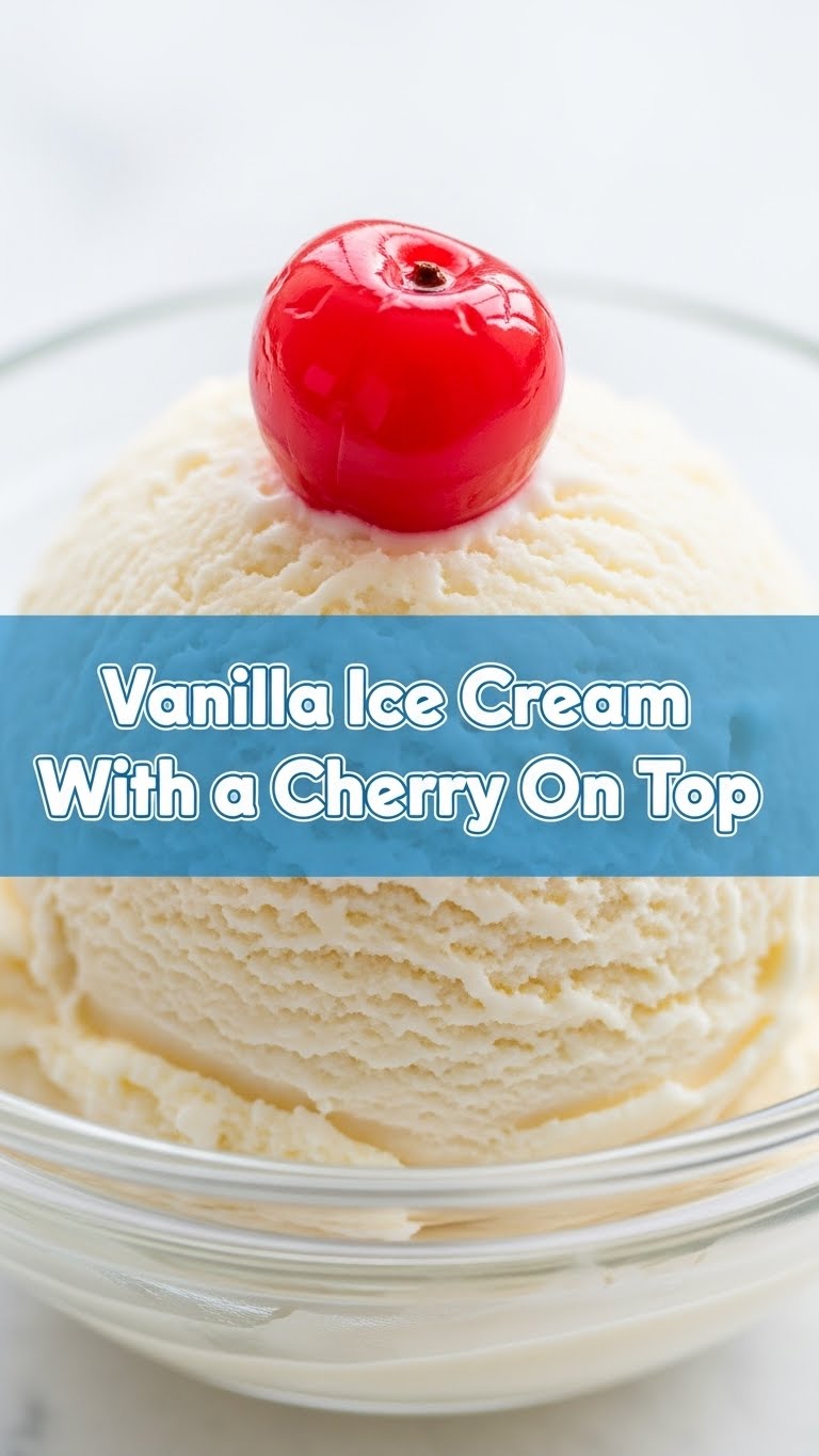 Vanilla Ice Cream With Cherry On Top