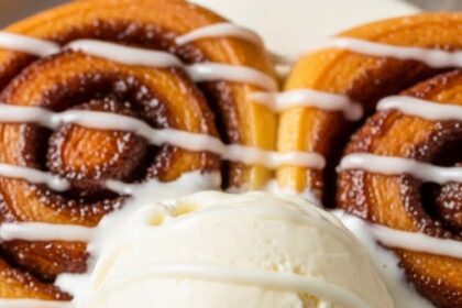 Cinnamon Roll Dessert With Ice Cream