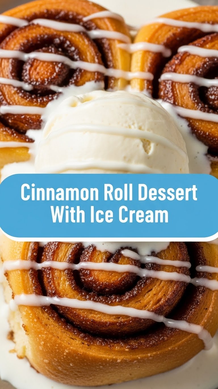 Cinnamon Roll Dessert With Ice Cream