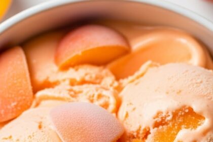Peach Ice Cream With Frozen Peaches