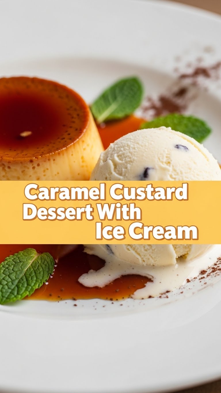 Caramel Custard Dessert With Ice Cream