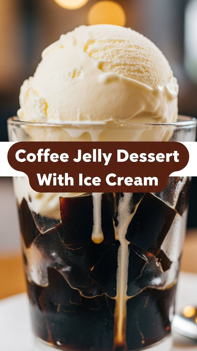 Coffee Jelly Dessert With Ice Cream