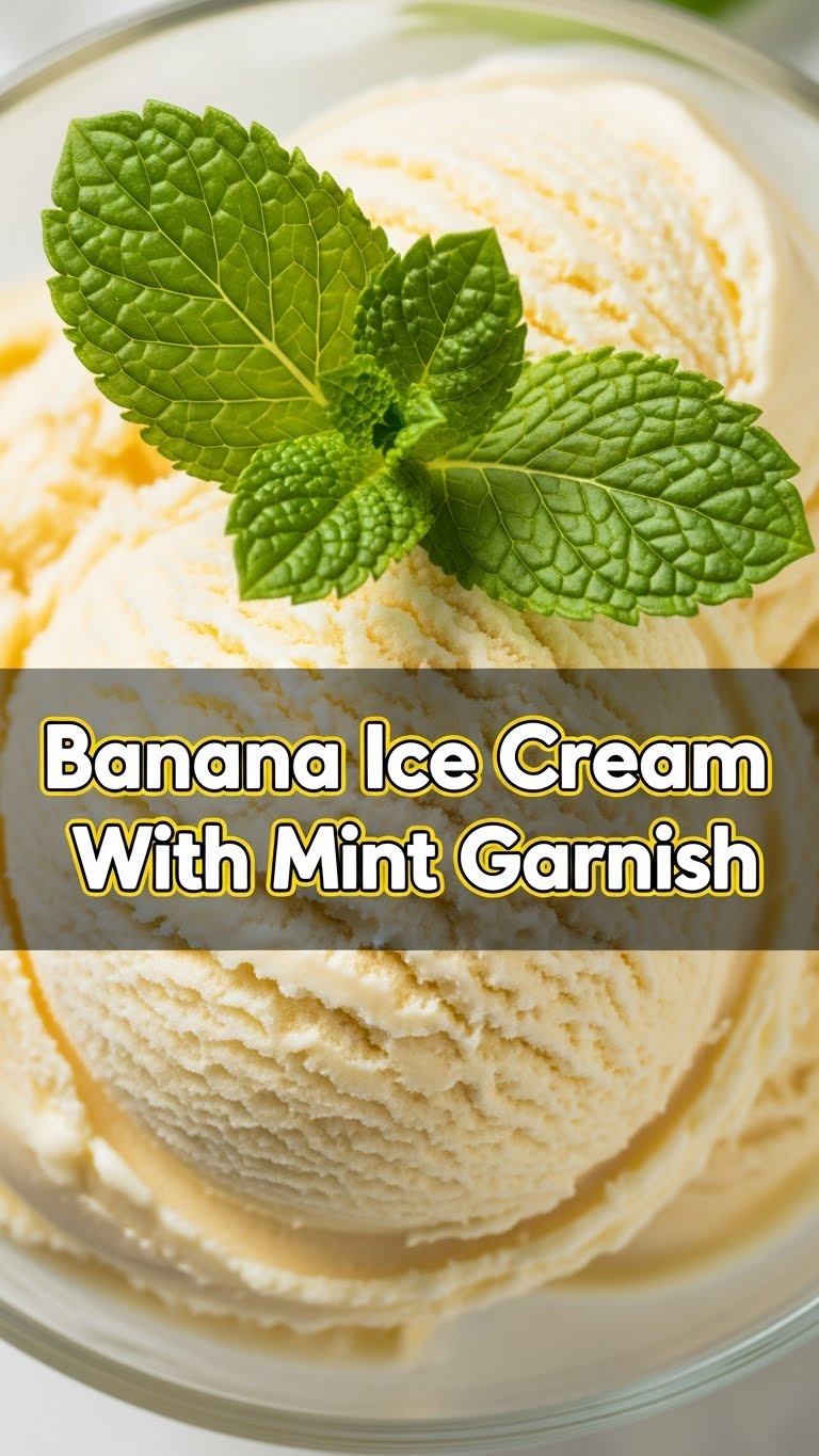 Banana Ice Cream With Mint Garnish