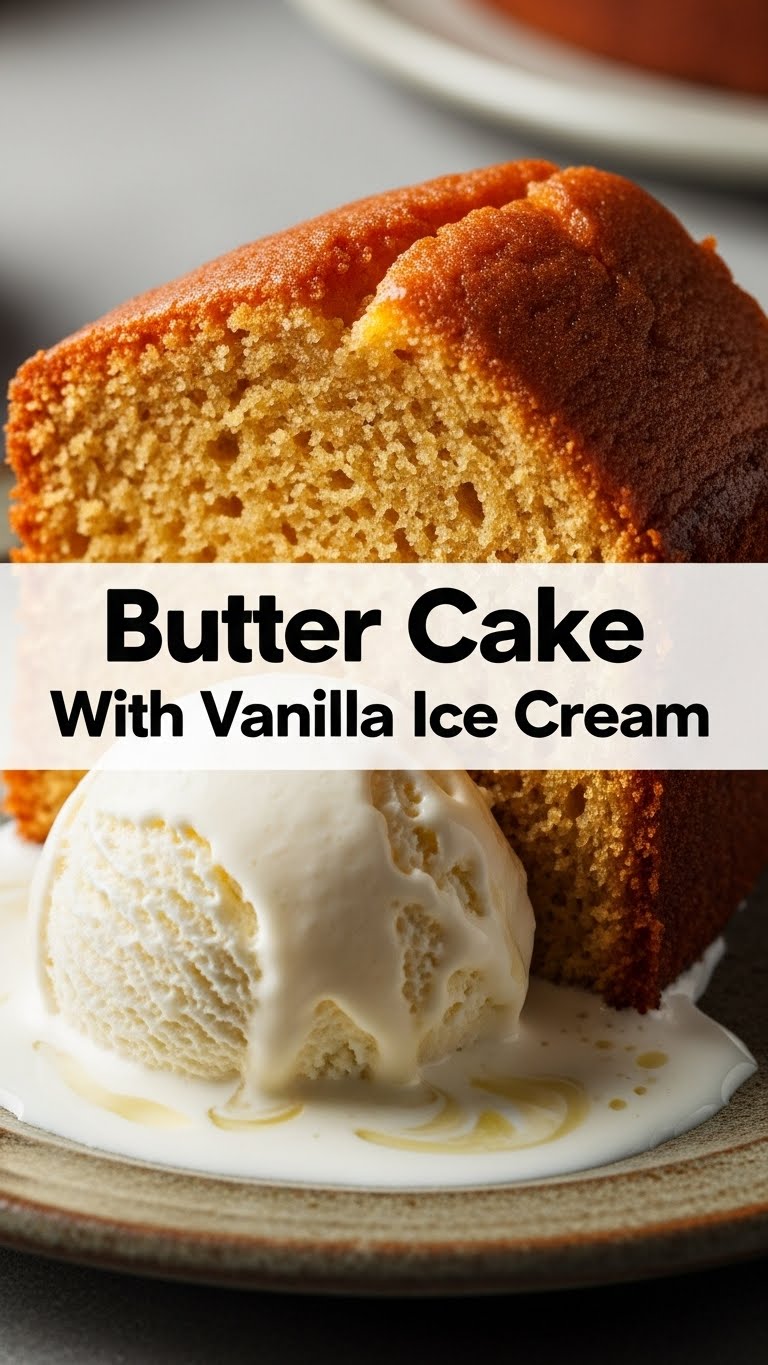 Butter Cake With Vanilla Ice Cream