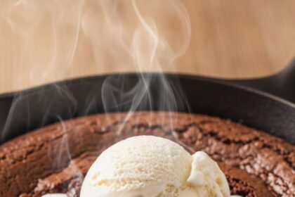 Cast Iron Skillet Brownie With Ice Cream