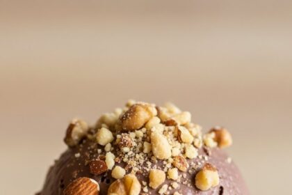 Chocolate Ice Cream Scoop With Nuts