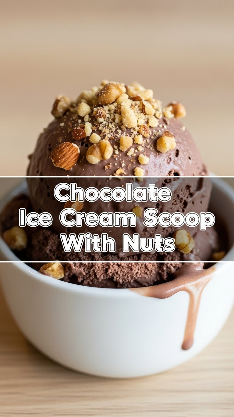 Chocolate Ice Cream Scoop With Nuts