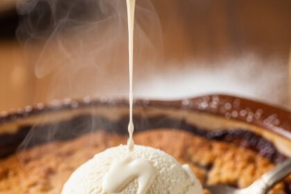 Baked Dessert With Ice Cream