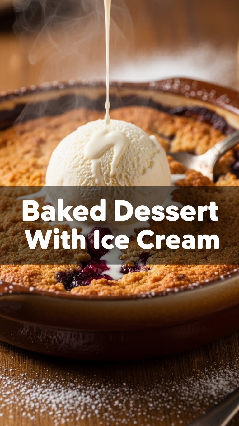 Baked Dessert With Ice Cream