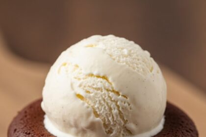 Chocolate Dessert With Ice Cream And Nuts