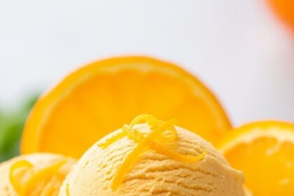 Orange Ice Cream With Fresh Oranges