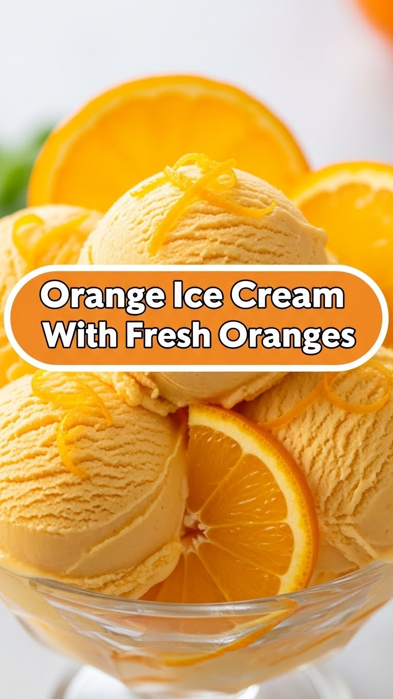 Orange Ice Cream With Fresh Oranges