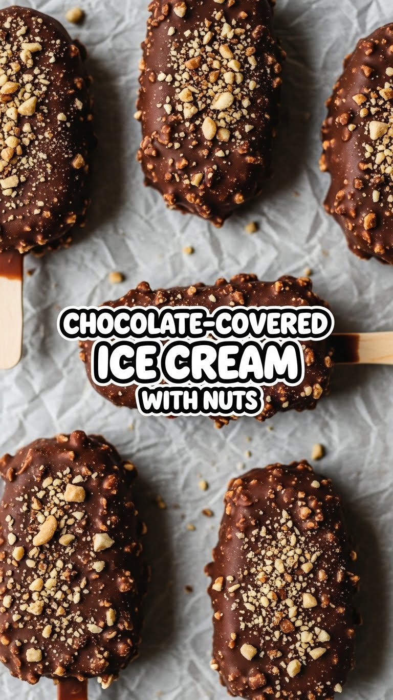 Chocolate-Covered Ice Cream With Nuts