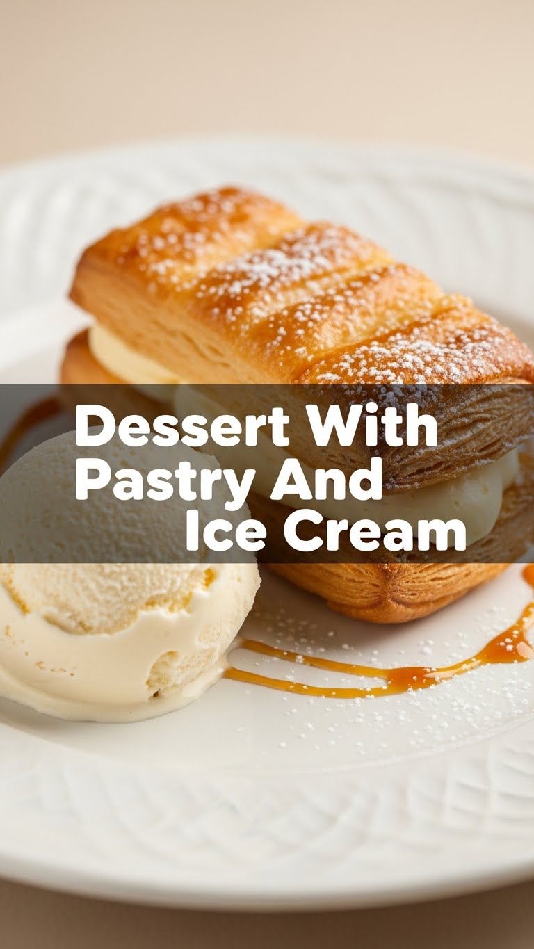Dessert With Pastry And Ice Cream