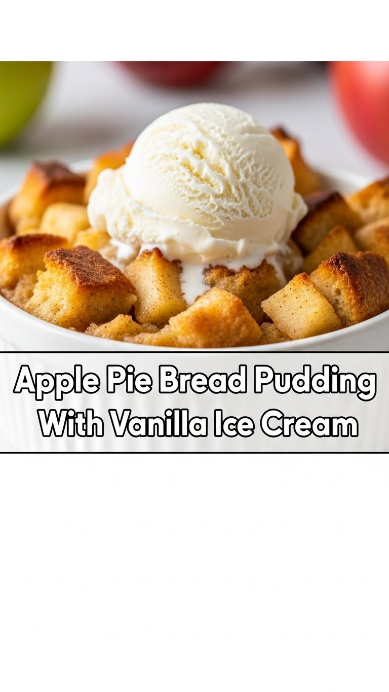 Apple Pie Bread Pudding With Vanilla Ice Cream