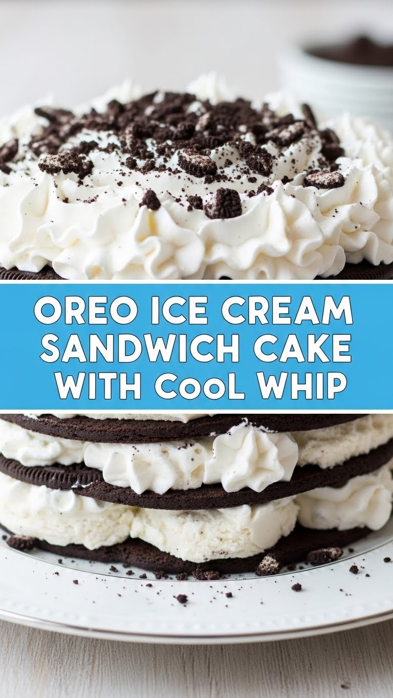 Oreo Ice Cream Sandwich Cake With Cool Whip