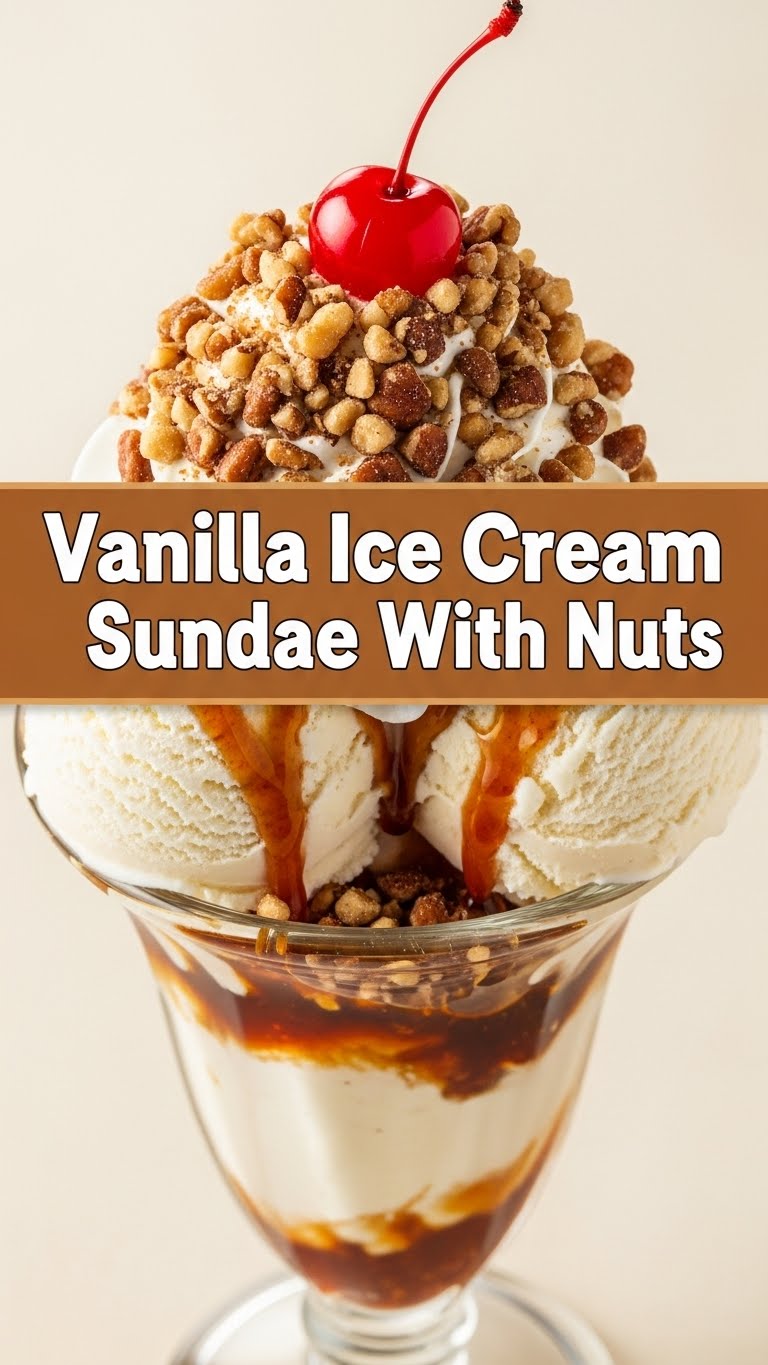 Vanilla Ice Cream Sundae With Nuts