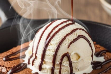 Cast Iron Skillet With Brownie And Ice Cream