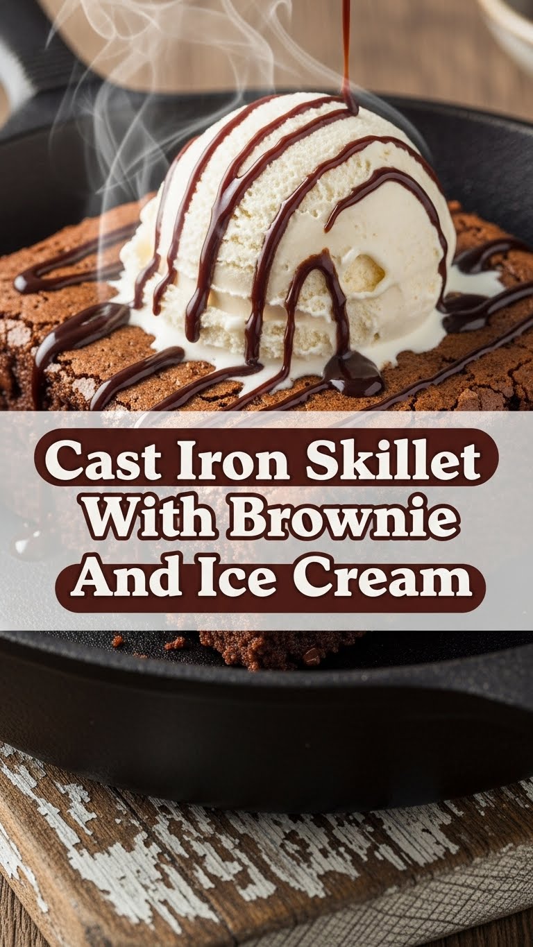 Cast Iron Skillet With Brownie And Ice Cream