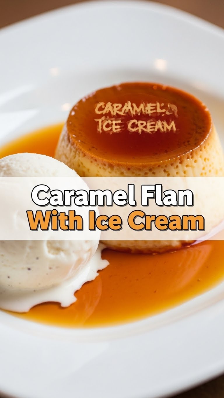 Caramel Flan With Ice Cream