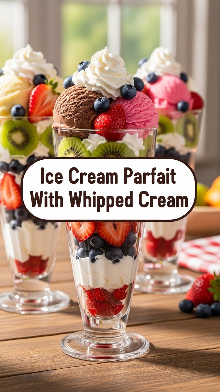 Ice Cream Parfait With Whipped Cream