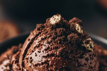 Chocolate Ice Cream With Cookie Topping