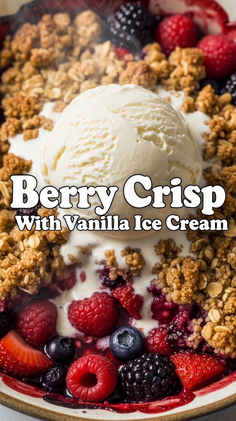 Berry Crisp With Vanilla Ice Cream