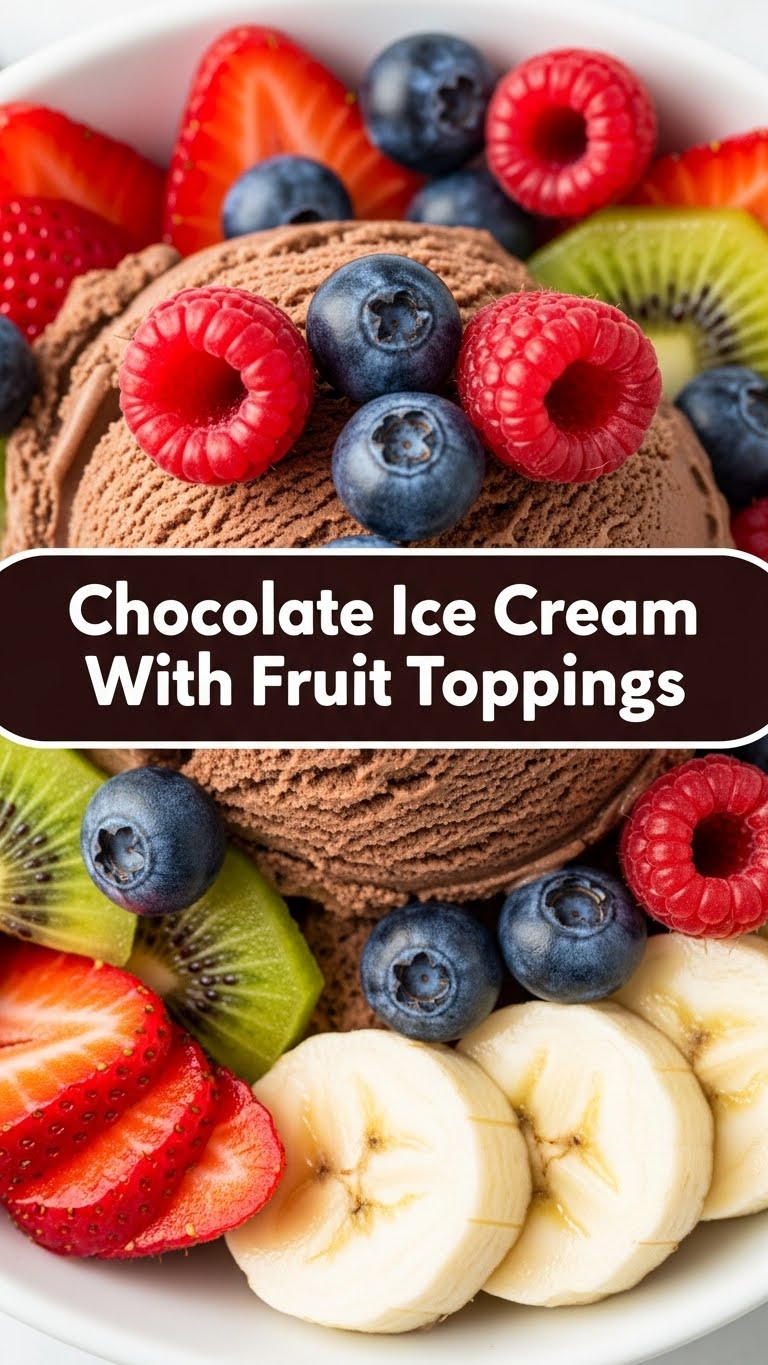 Chocolate Ice Cream With Fruit Toppings