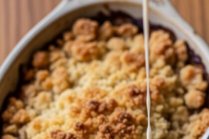 Banana Crumble Dessert With Ice Cream