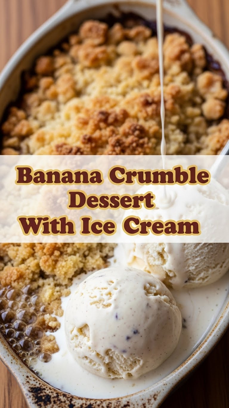 Banana Crumble Dessert With Ice Cream