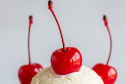 Vanilla Ice Cream With Cherry Topping