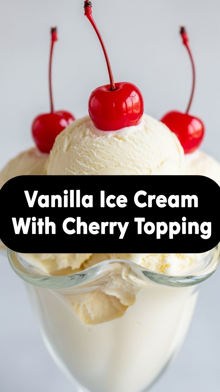 Vanilla Ice Cream With Cherry Topping