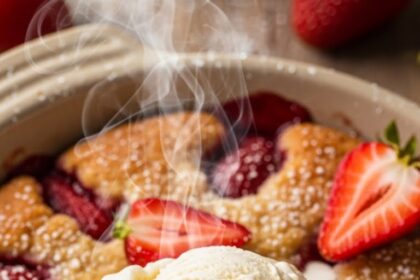 Strawberry Cobbler With Ice Cream