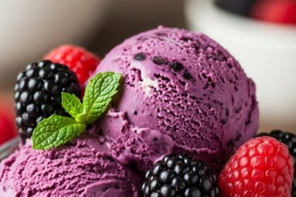 Blackberry Ice Cream With Fresh Berries
