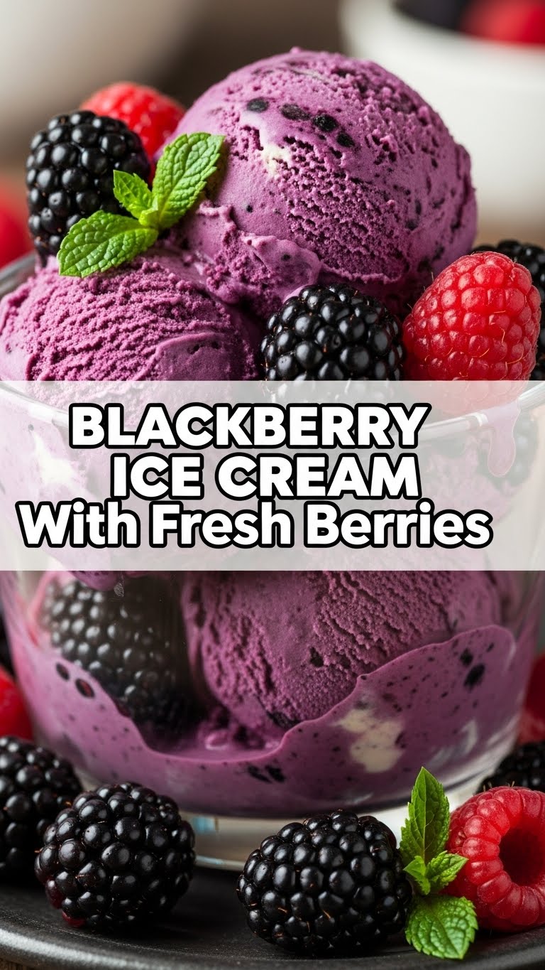Blackberry Ice Cream With Fresh Berries