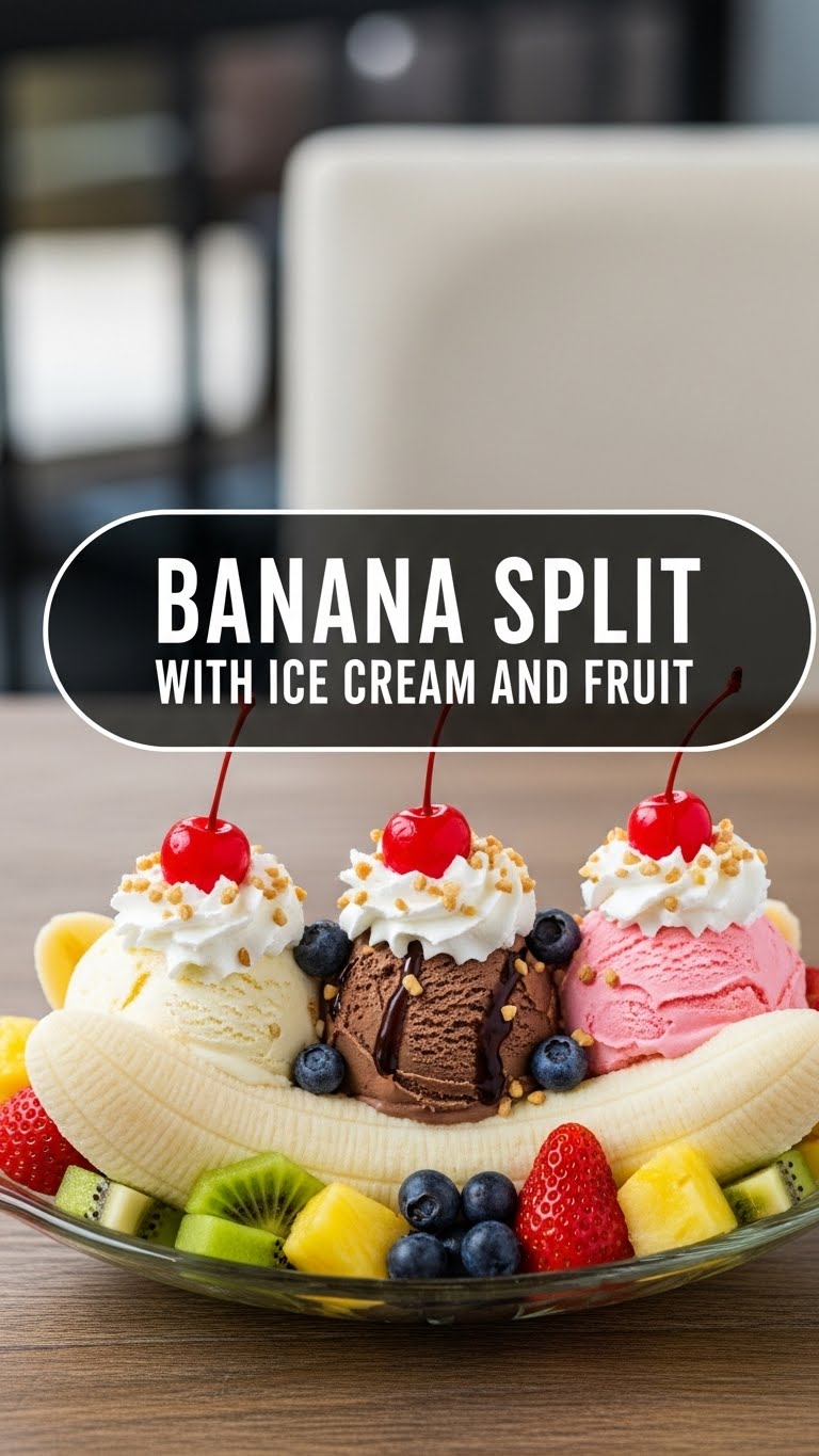 Banana Split With Ice Cream And Fruit
