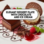 Elegant Dessert Plate With Chocolate And Ice Cream