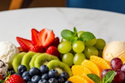 Dessert Platter With Ice Cream And Fruits