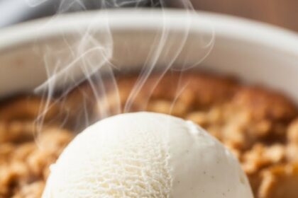 Pear Crisp With Ice Cream