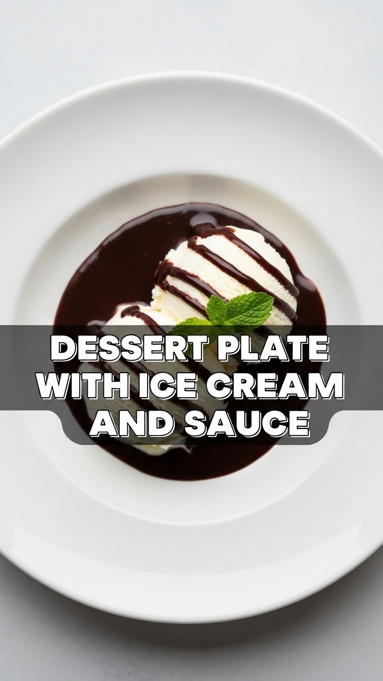 Dessert Plate With Ice Cream And Sauce