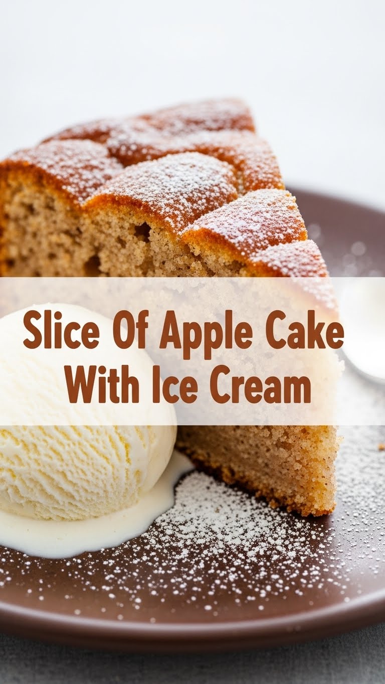 Slice Of Apple Cake With Ice Cream