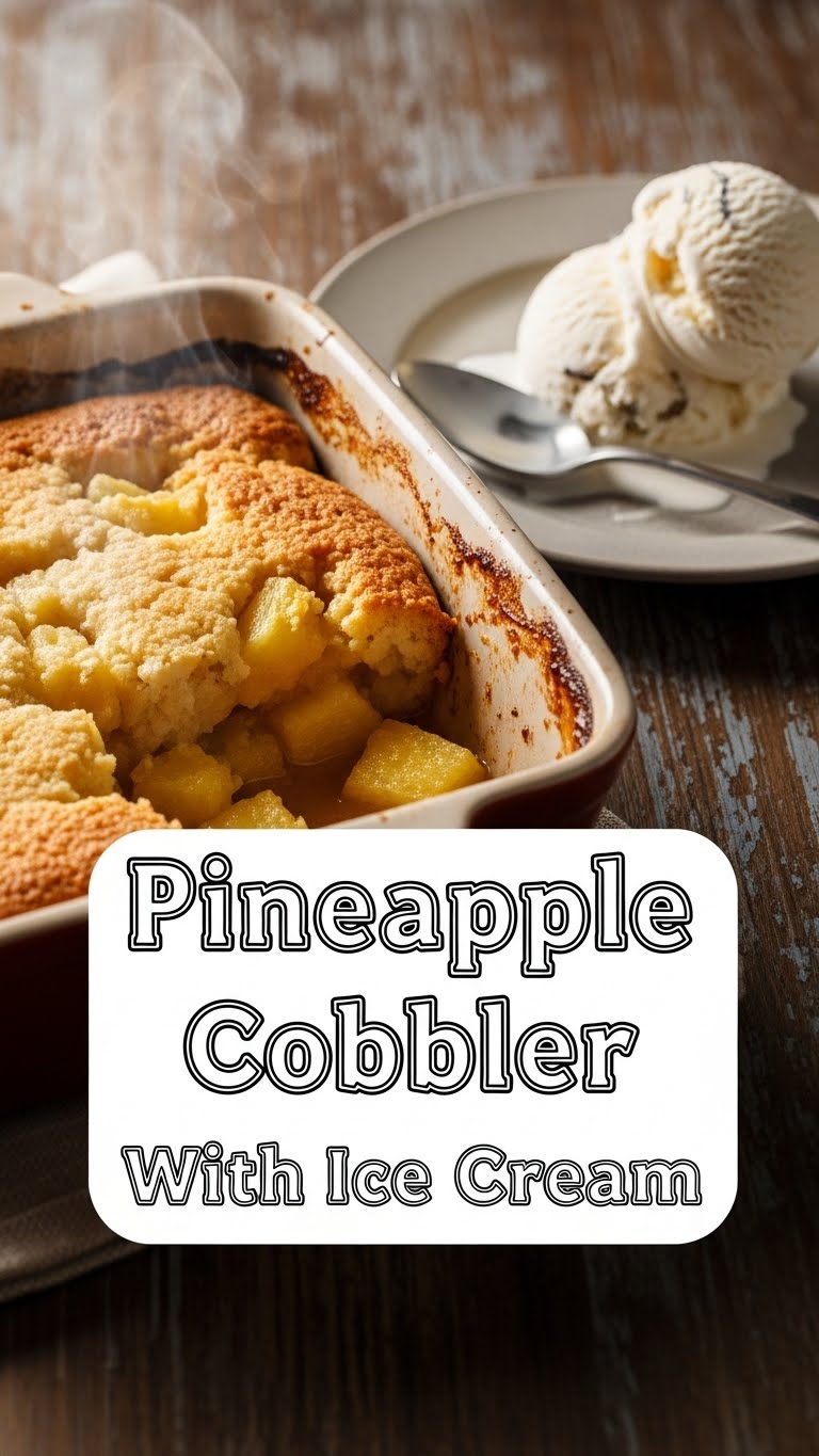 Pineapple Cobbler With Ice Cream