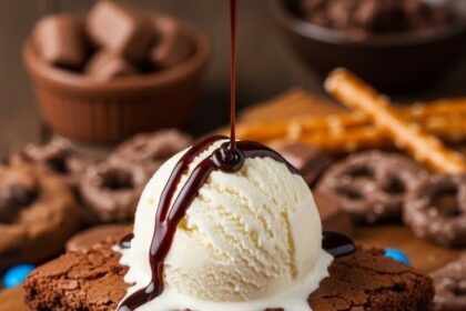 Brownie With Ice Cream And Snacks
