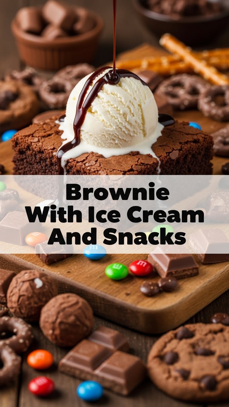 Brownie With Ice Cream And Snacks