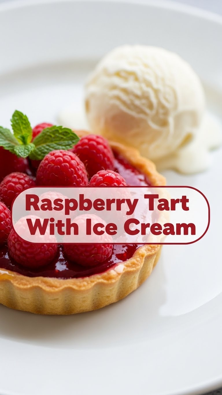 Raspberry Tart With Ice Cream