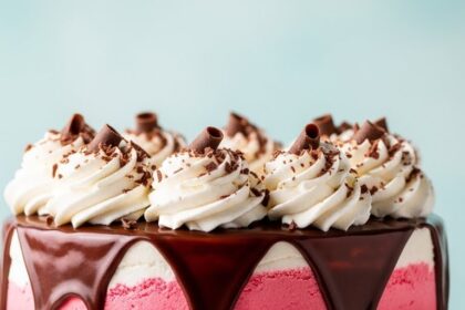 Layered Ice Cream Cake With Chocolate Drizzle
