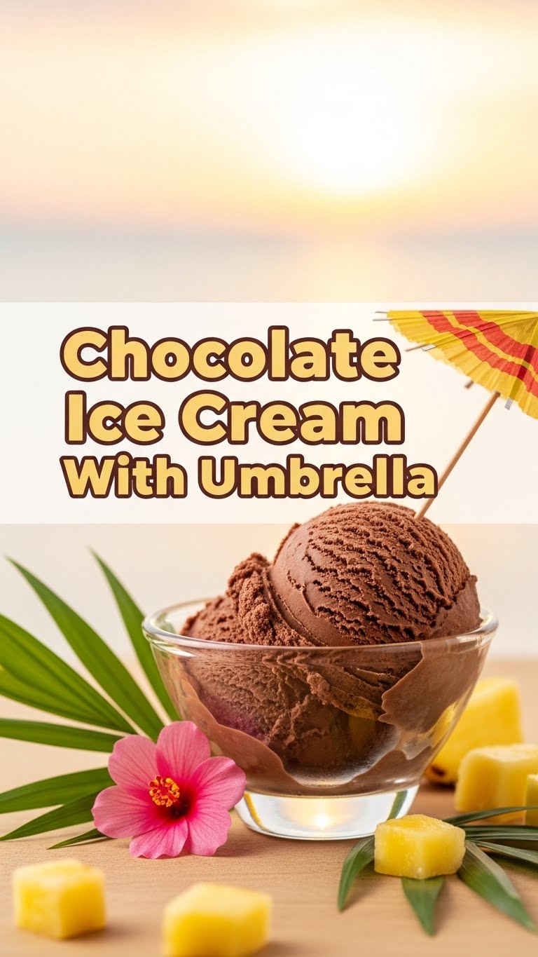 Chocolate Ice Cream With Umbrella