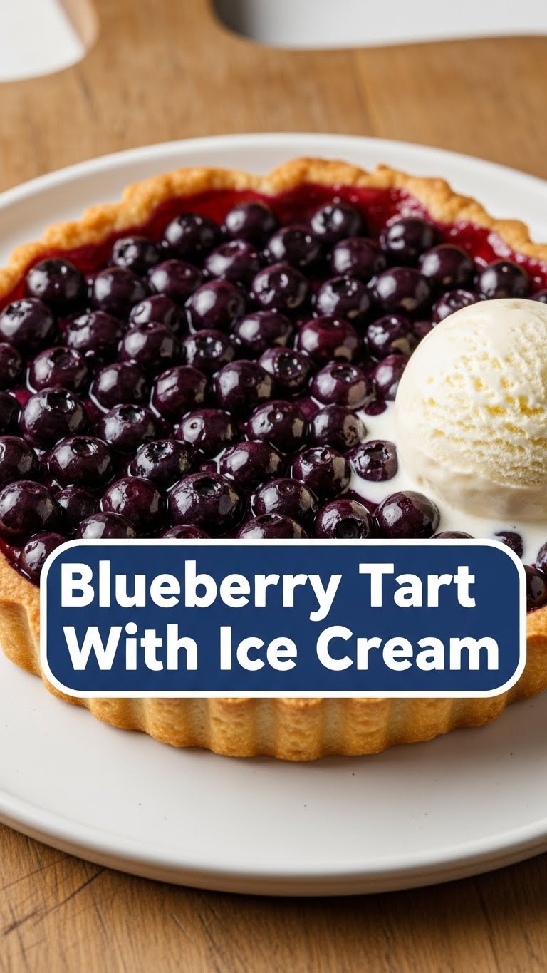 Blueberry Tart With Ice Cream