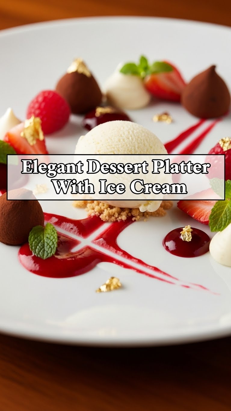 Elegant Dessert Platter With Ice Cream